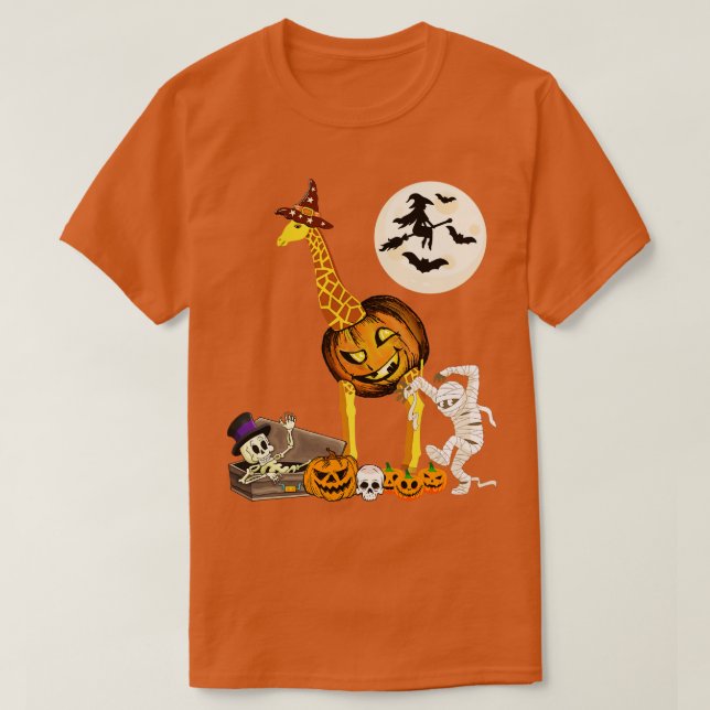Camiseta Disfraz de calabaza de jirafa de Halloween (Diseño del anverso)