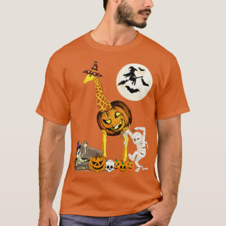 Camiseta Disfraz de calabaza de jirafa de Halloween