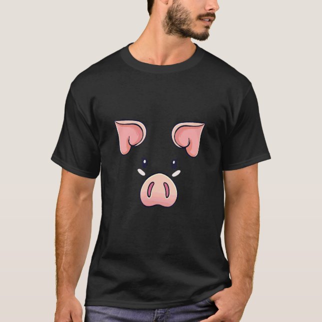Camiseta Disfraz de Cara de Cerdo Cerdo Halloween (Anverso)