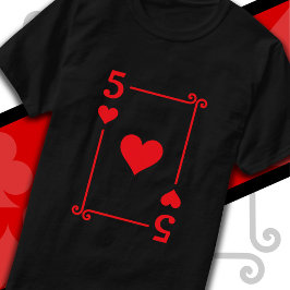 Camiseta Disfraz de Cartas de Juego 5 Corazones Carta Cinco