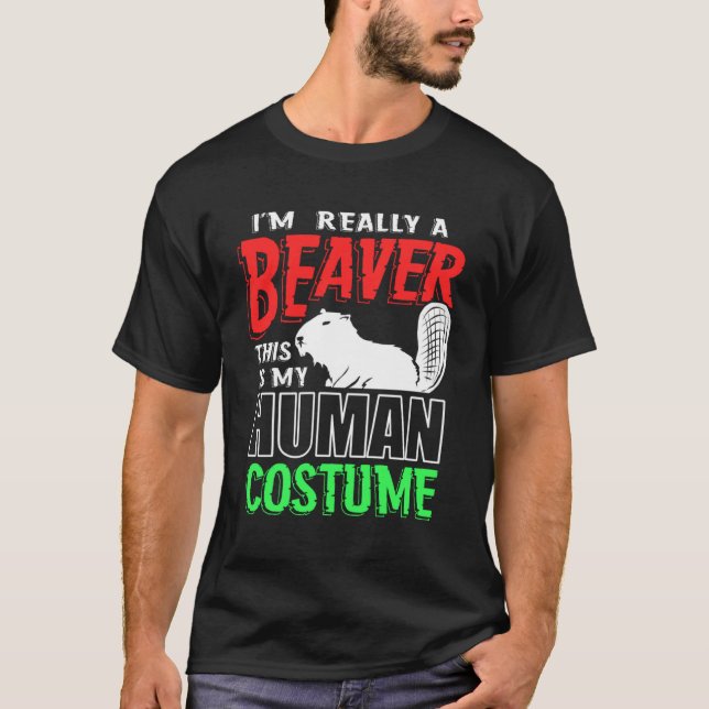 Camiseta Disfraz de castor humano (Anverso)