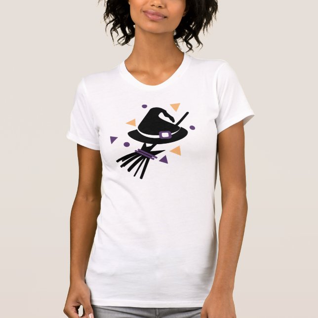 Camiseta Disfraz de confeti de bruja de Halloween lindo par (Anverso)