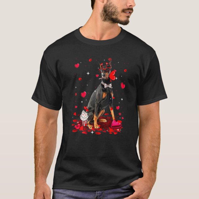 Camiseta Disfraz De Corazón De Perro Doberman Del Día De Sa (Anverso)