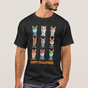 Camiseta Disfraz de Corgi Perro Momia Calabaza Diablo Feliz
