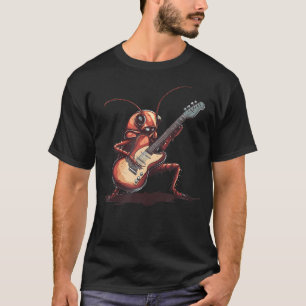 Camiseta Disfraz de Cucaracha Rockera Divertida con Guitarr