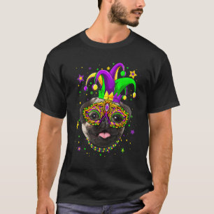 Camiseta Disfraz de cuentas de perro Pug divertido de Mardi