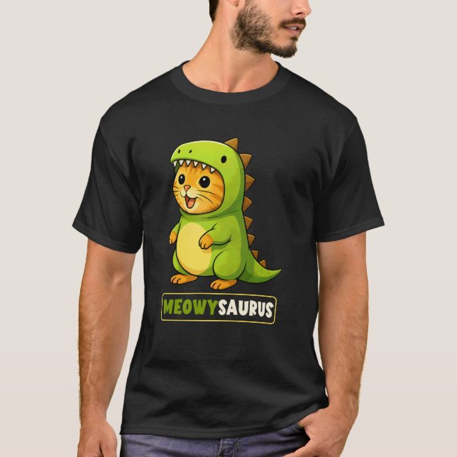 Camiseta Disfraz de dinosaurio Cat Meowysaurus Trex para ma (Anverso)