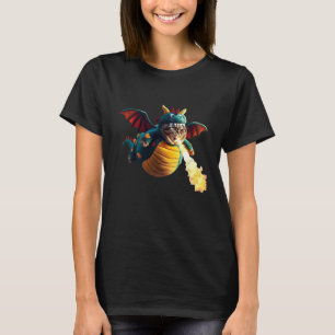 Camiseta Disfraz de Dragón Gato Divertido Respirando Fuego