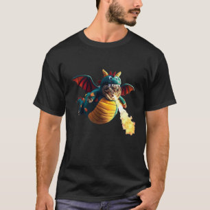 Camiseta Disfraz de Dragón Gato Divertido Respirando Fuego