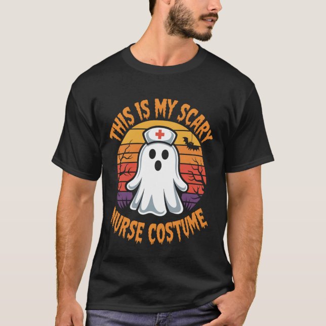 Camiseta Disfraz De Enfermera Asustadiza De Halloween Scrub (Anverso)
