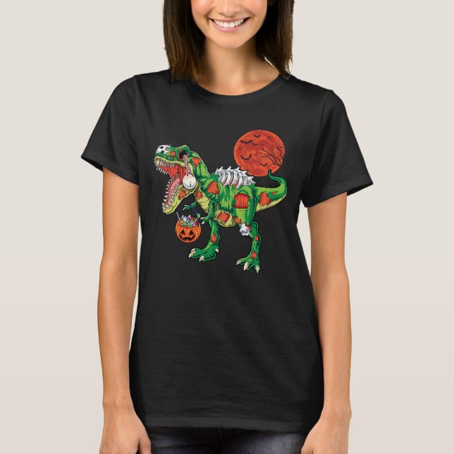 Camiseta Disfraz de esqueleto de dinosaurio rex zombie para (Anverso)