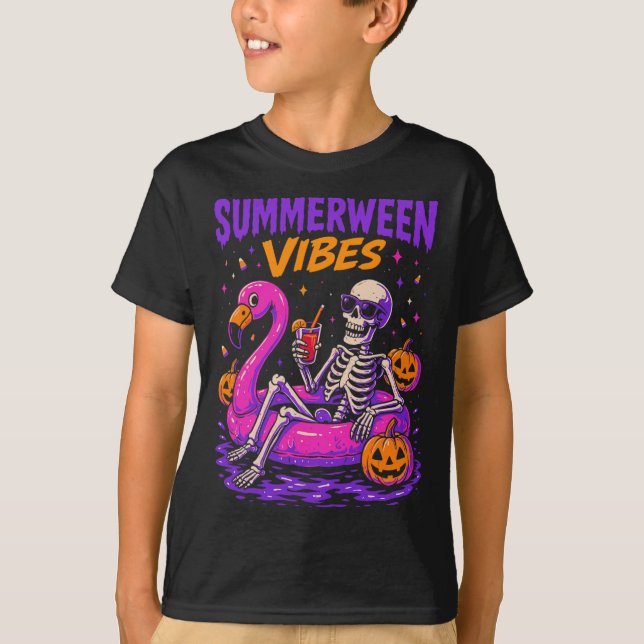 Camiseta Disfraz de esqueleto de Halloween de verano (Anverso)