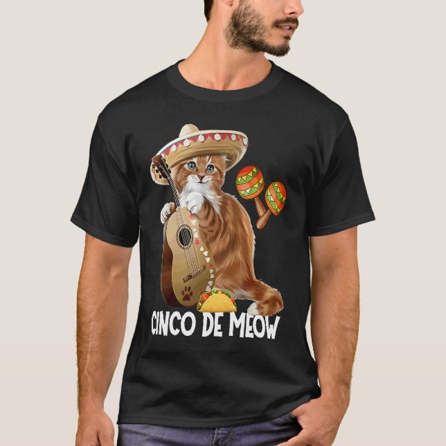 Camiseta Disfraz de gato de Cinco De Meow  Cinco De Mayo (Anverso)