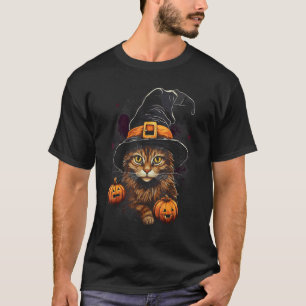 Camiseta disfraz de gato de Halloween Maine Coon sombrero d