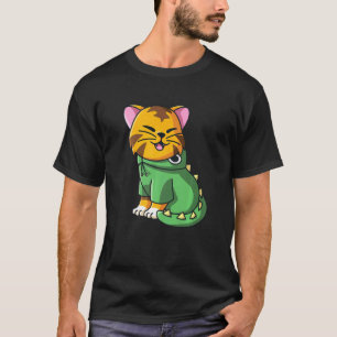 Camiseta Disfraz de gato dinosaurio lindo para niñas y niño