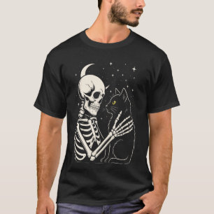 Camiseta disfraz de gato esqueleto para Halloween Gato negr