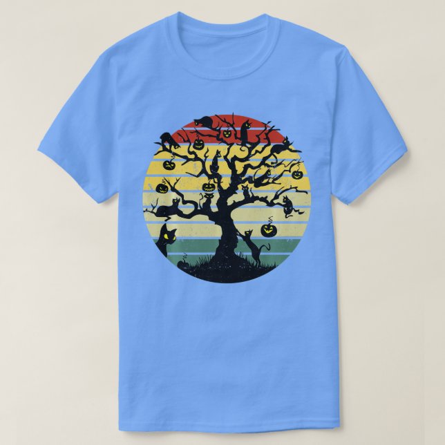 Camiseta Disfraz de gato negro asusta bruja de Halloween Ha (Diseño del anverso)