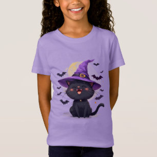 Camiseta Disfraz de gato negro de Halloween como sombrero d