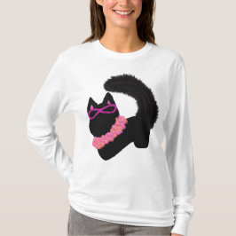 Camiseta Disfraz de gato negro de Halloween rosa