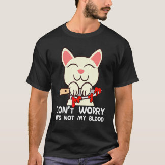Camiseta disfraz de gato sosteniendo cuchillo no es mío
