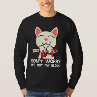Camiseta Disfraz de gato sosteniendo cuchillo no es mío
