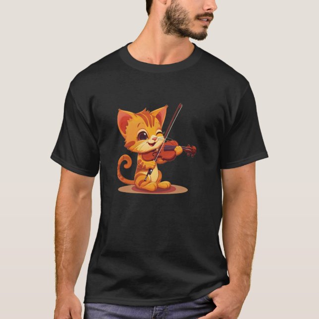 Camiseta disfraz de gato tocando el violín (Anverso)