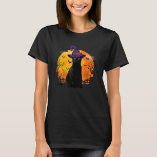 Camiseta Disfraz De Halloween Asustadizo Vintage Gato Negro