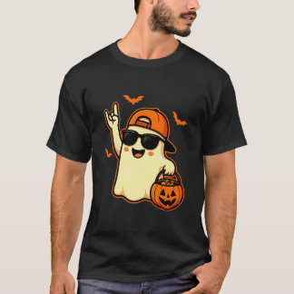 Camiseta Disfraz de Halloween Boo Ghost Rock On Music Regal