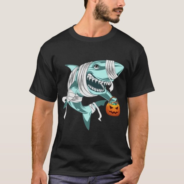 Camiseta Disfraz de Halloween Calabaza de tiburón Pesadilla (Anverso)