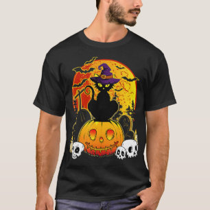Camiseta Disfraz de Halloween con gato negro asustado