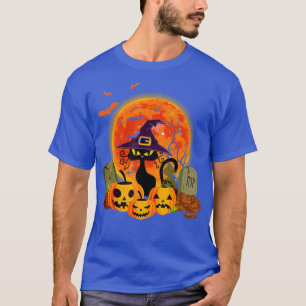 Camiseta Disfraz de Halloween con gato negro asustado