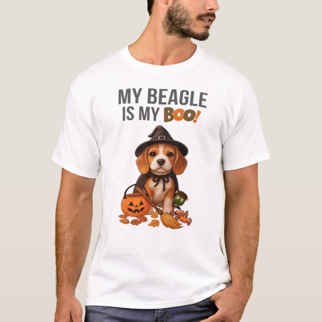 Camiseta Disfraz de Halloween de Beagle Mi Beagle es mi per (Anverso)
