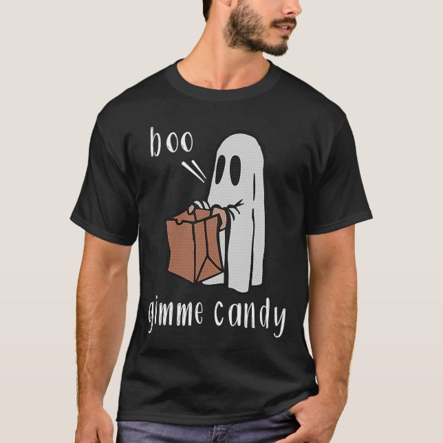 Camiseta Disfraz de Halloween de Boo Gimme Candy Sarcástico (Anverso)