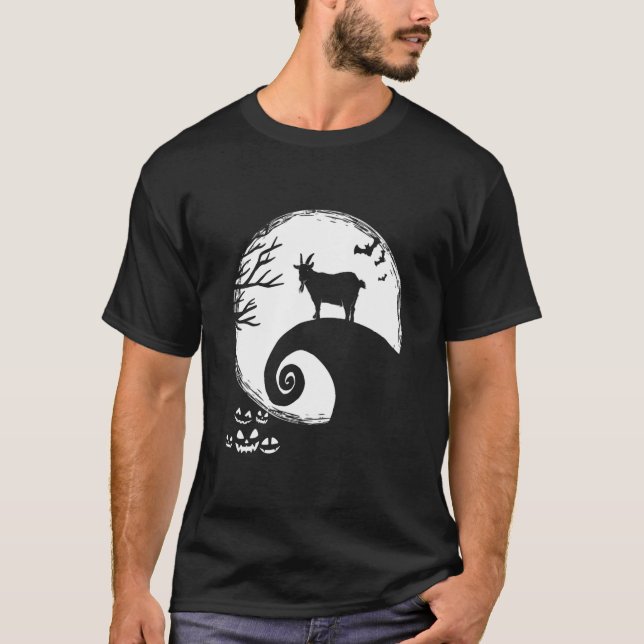 Camiseta Disfraz De Halloween De Cabra Y Luna (Anverso)