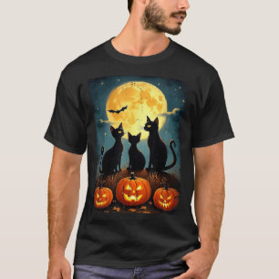 Camiseta Disfraz de Halloween de calabaza de gato negro lin