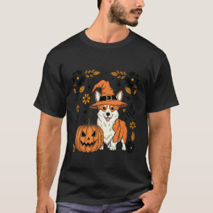 Camiseta Disfraz de Halloween de Corgi Lindo Flor de Calaba