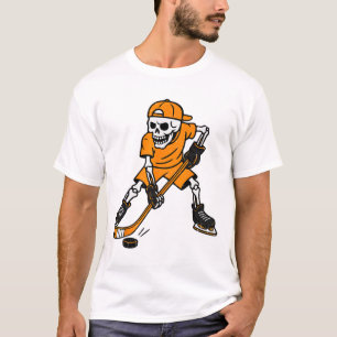 Camiseta Disfraz de Halloween de esqueleto de hockey para n