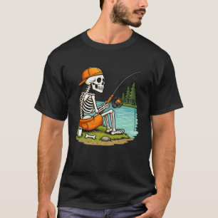 Camiseta Disfraz de Halloween de esqueleto de pesca diverti