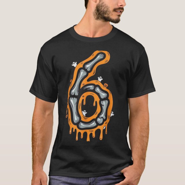 Camiseta Disfraz de Halloween de esqueleto del meme Seis Si (Anverso)