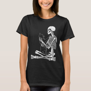Camiseta Disfraz de Halloween de gatito esqueleto artes crá