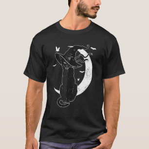 Camiseta Disfraz de Halloween de gato negro Sombrero de bru