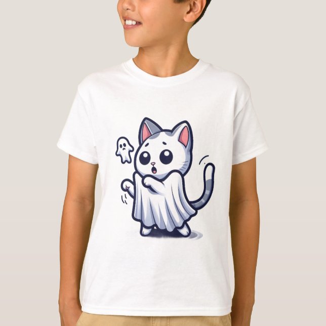 Camiseta Disfraz de Halloween de Ghost Kitty (Anverso)