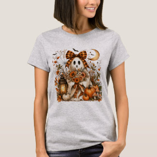 Camiseta Disfraz de Halloween de lazo de cuadros fantasma C