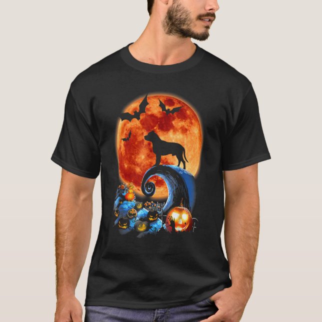 Camiseta Disfraz de Halloween de perro Pitbull de moda, ate (Anverso)