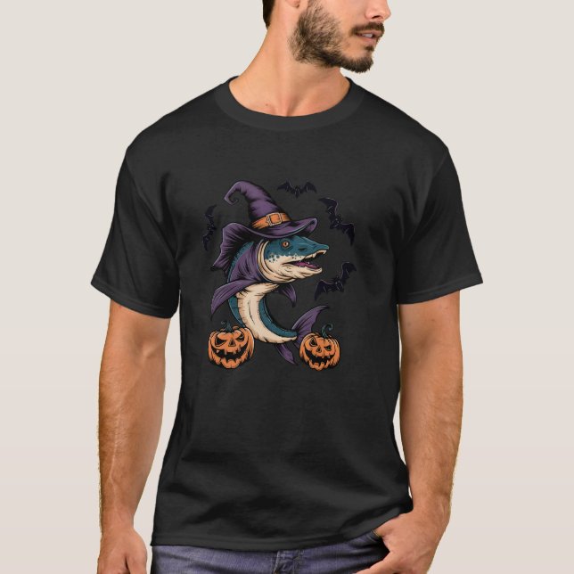 Camiseta Disfraz de Halloween de pez barracuda murciélago b (Anverso)