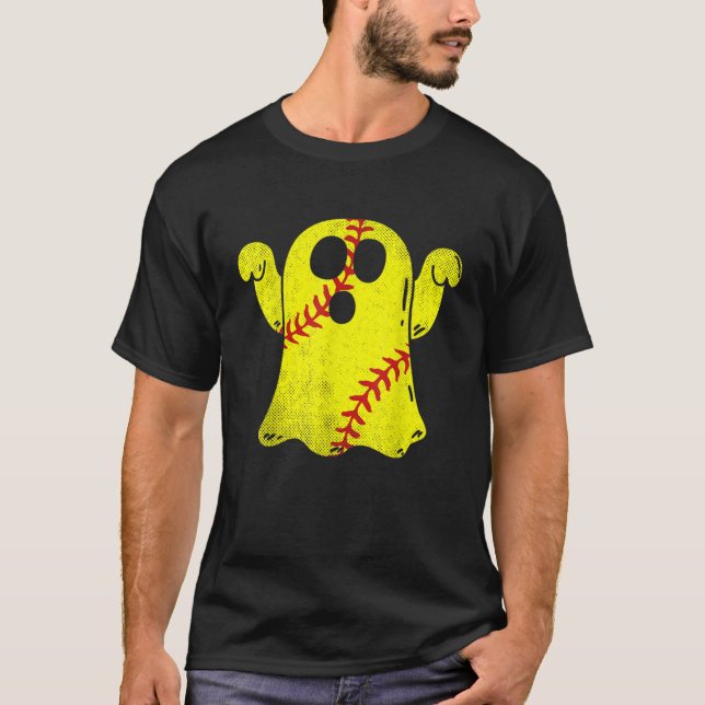 Camiseta Disfraz de Halloween del Fantasma Softball Lover (Anverso)