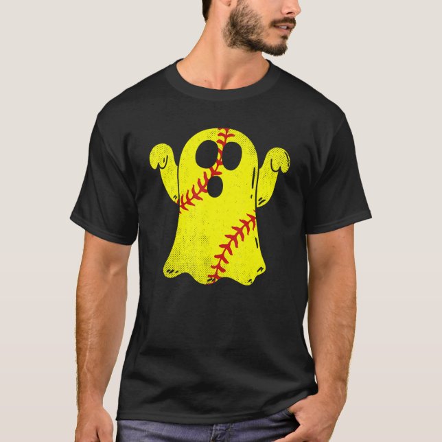 Camiseta Disfraz de Halloween del Fantasma Softball Lover (Anverso)