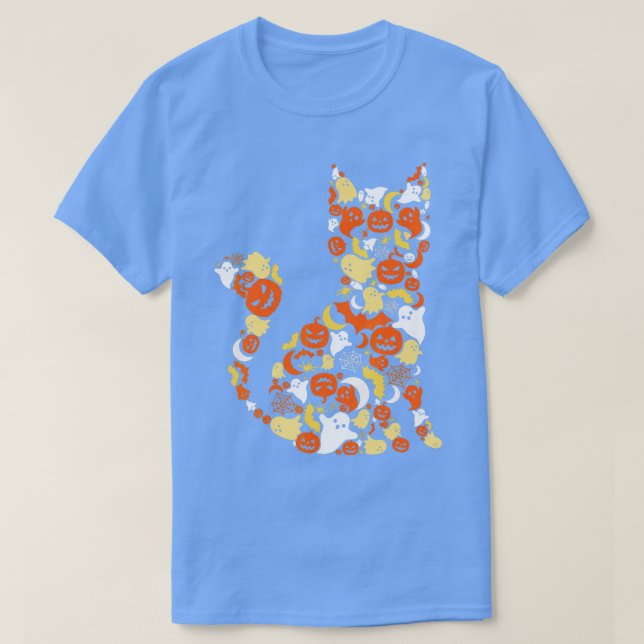 Camiseta Disfraz de Halloween divertido calabaza de gatito  (Diseño del anverso)