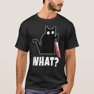 Camiseta Disfraz de Halloween Gato Asesino Cuchillo Sangrie