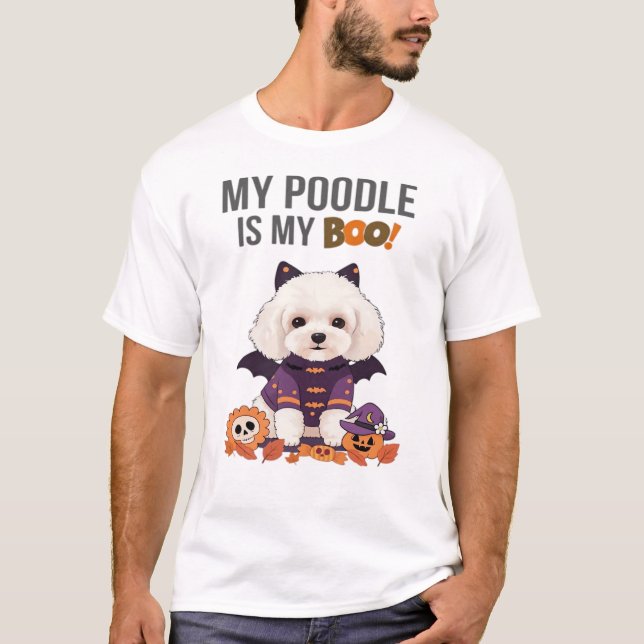 Camiseta Disfraz de Halloween para Caniche  Mi Caniche es M (Anverso)